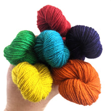 Load image into Gallery viewer, Hand dyed Rainbow mini skeins. Set of 6.
