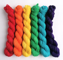 Load image into Gallery viewer, Hand dyed Rainbow mini skeins. 6 x 20g freeshipping - Felt Fusion
