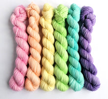 Load image into Gallery viewer, Spring Rainbow hand dyed pastel mini skeins. 6 x 20g. freeshipping - Felt Fusion
