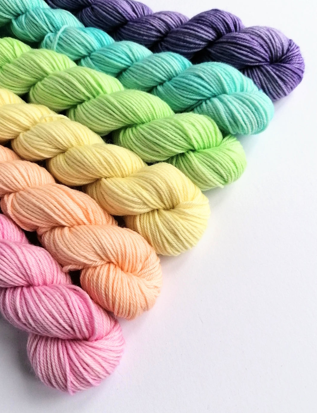 Spring Rainbow hand dyed pastel mini skeins. 6 x 20g. freeshipping - Felt Fusion