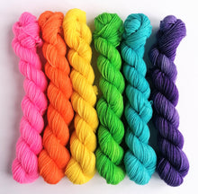 Load image into Gallery viewer, Unicorn Farts hand dyed rainbow mini skeins. 6 x 20g freeshipping - Felt Fusion
