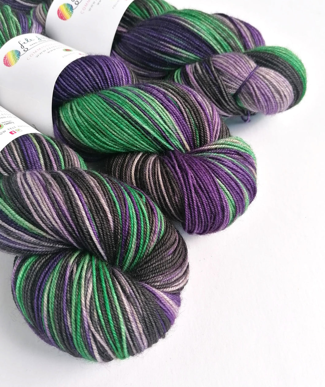Witches' Brew, hand dyed on superwash merino/yak/nylon sock yarn.